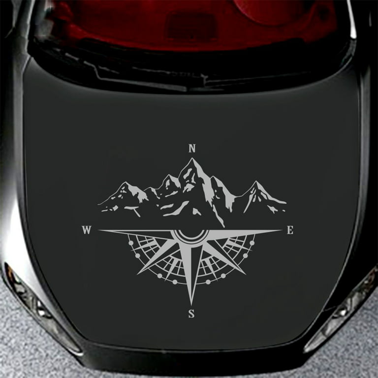 Carevas Mountain Compass Stickers, Decal for Car Hood Auto Body Side Door  Compass Waterproof Stickers, Vinyl Stripe Decal Sticker for Truck SUV