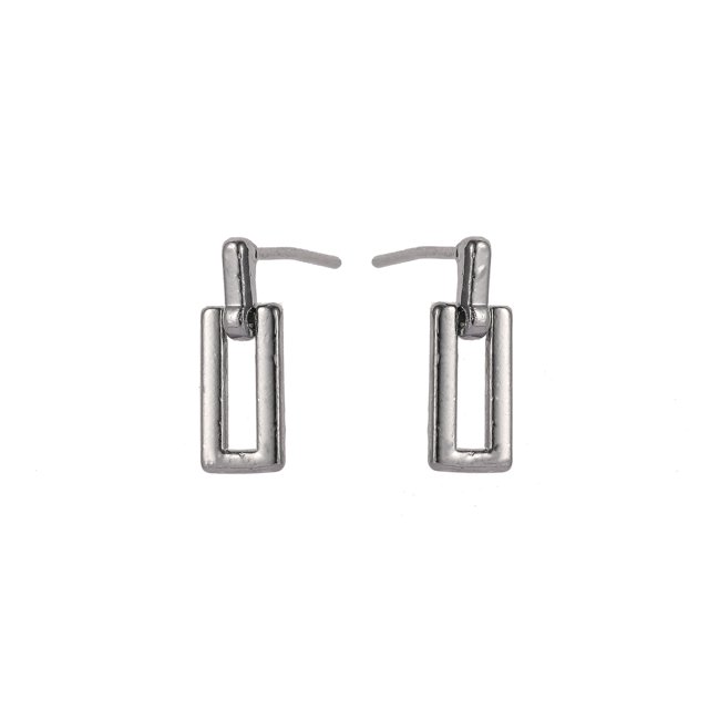 Pendientes pequeños geométricos de plata Pendientes metálicos de viento Pendientes sencillos