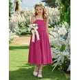 thumbnail image 3 of Arshiner Girls Summer Dress Maxi Spaghetti Strap Ruched Flowy Beach Boho Casual Teen Girl Sundress, 3 of 6