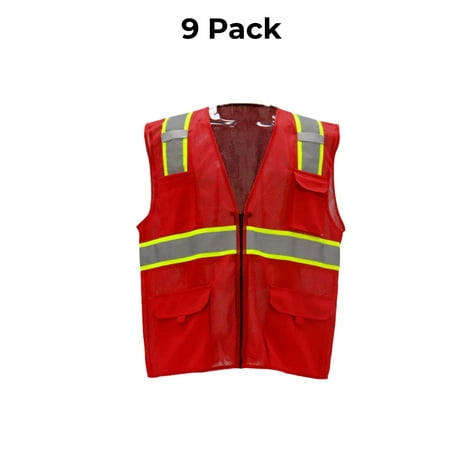 

Radyan Multi-Pocket Safety Vest 100% polyester 9 Pack