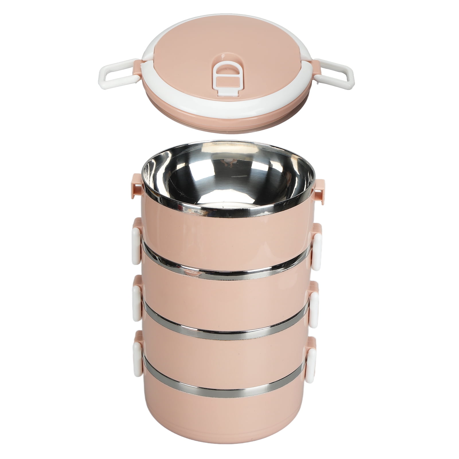 Stainless Steel Bento Box ,Adult Lunch Box Set, Portable Insulated Lunch Containers StackableLeakproof Food Container for Adults Office Outdoor[Four Layers Nordic Pink]