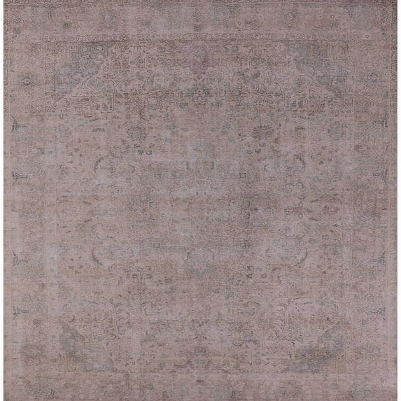 Ahgly Company Indoor Square Mid-Century Modern Rose Purple Oriental Area Rugs, 5' Square