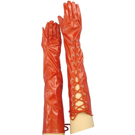 Adults  Long Red PVC Dominatrix  Costume Gloves