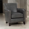 thumbnail image 6 of Tria 35 Inch Accent Chair- Gray Top Grain and Split Leather- Brown Wood, 6 of 6