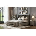 thumbnail image 5 of King Size Platform Bed with Storage Headboard and 8 Drawers, Gray, 5 of 9