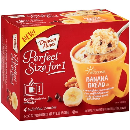 UPC 644209425013 product image for Duncan Hines Perfect Size for 1 Sunrise Banana Bread Mix 4 ct Box | upcitemdb.com