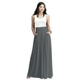 thumbnail image 1 of KOH KOH Long Flowy Cute Modest High Empire Waist Full Floor Length Pockets Casual Semi Formal Vintage Work Office Workwear Maxi Skirt For Women Pewter Gray Grey X-Large US 14-16 NT325, 1 of 7
