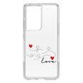 thumbnail image 1 of DistinctInk Clear Shockproof Hybrid Case for Galaxy S21 ULTRA 5G (6.8" Screen) - TPU Bumper Acrylic Back Tempered Glass Screen Protector - Love Heart Flourish Black & Red, 1 of 2