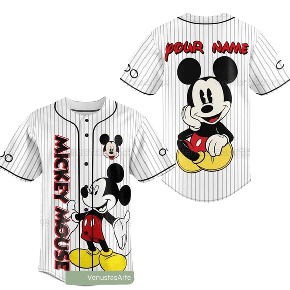 Personalized Mickey Mouse Baseball Jersey, Disney Mickey Baseball Shirt, Cute Cartoon Shirt, Magic Kingdom Shirt, Gift For Kids
