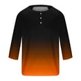 thumbnail image 4 of hlysgo Men's Henley Shirts Trendy Gradient Color 3/4 Sleeve Graphic Tees Casual 3 Button Work Going Out Pullover Tops Fashion Clothes for Men Orange L, 4 of 4