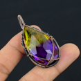 thumbnail image 4 of Natural Bi Color Tourmaline Gemstone Copper Wire Wrap Jewely Pendant 2.2", 4 of 4