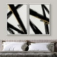 thumbnail image 3 of PixonSign Framed Wall Art Set Black Gold Paint Stroke Collage Abstract Geometric Canvas Prints Graffiti & Street Modern Art Decorative for Living Room, Bedroom, Office - 24"x36" White, 3 of 5