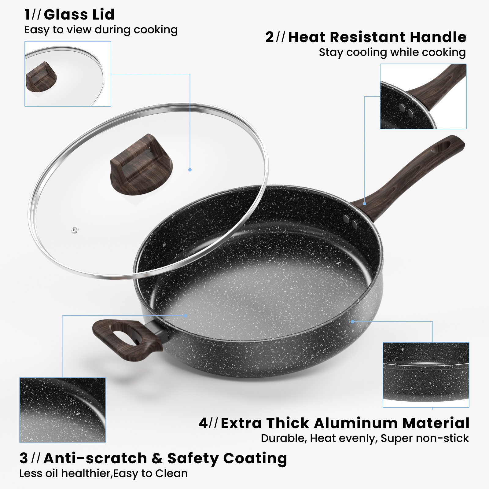 GPED 12-Inch Nonstick Frying Pan With Glass Lid photo 6