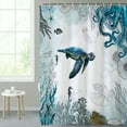 thumbnail image 4 of SUNOLIFE Sea Turtle Shower Curtain,Ocean Nautical Coastal Octopus Fabric Bathroom Curtain with Hooks,60x72 in, 4 of 4