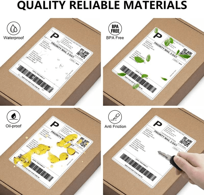 4 x 6 Direct Thermal Labels（6000 Labels）FanFold Perforated Labels ,Premium Adhesive Shipping Labels for Most Direct Thermal Printers
