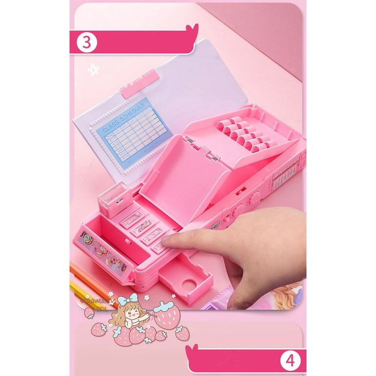 Mechanical Deformation Combination Lock Stationery Box Girl Cute Pencil  Case School Student Pencil Box Cartoon Plastic Pen Case - Pencil Cases -  AliExpress