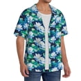 thumbnail image 2 of Kdxio Men's Hawaiian Shirt for Men Short Sleeve Shirt Blue Lotus Flower Summer Casual Holiday Beach Button Down T-Shirts, 2 of 5