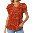 thumbnail image 3 of Fantaslook V Neck Womens Tops Dressy Ruffle Sleeve Shirts Button Up Tunic Summer Floral Blouses, 3 of 6