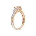 thumbnail image 2 of 1.20 Carat (Ctw) Morganite & Lab-Created White Sapphire Three Stone Ring with Diamonds in 10K Rose Pink Gold, 2 of 4