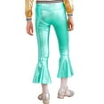 thumbnail image 2 of renvena Girls Bronzing Flare Dance Pants Kids Shiny Metallic Bell Bottom Jazz Stage Performanceg Size 6-16 Lake Green 8, 2 of 7