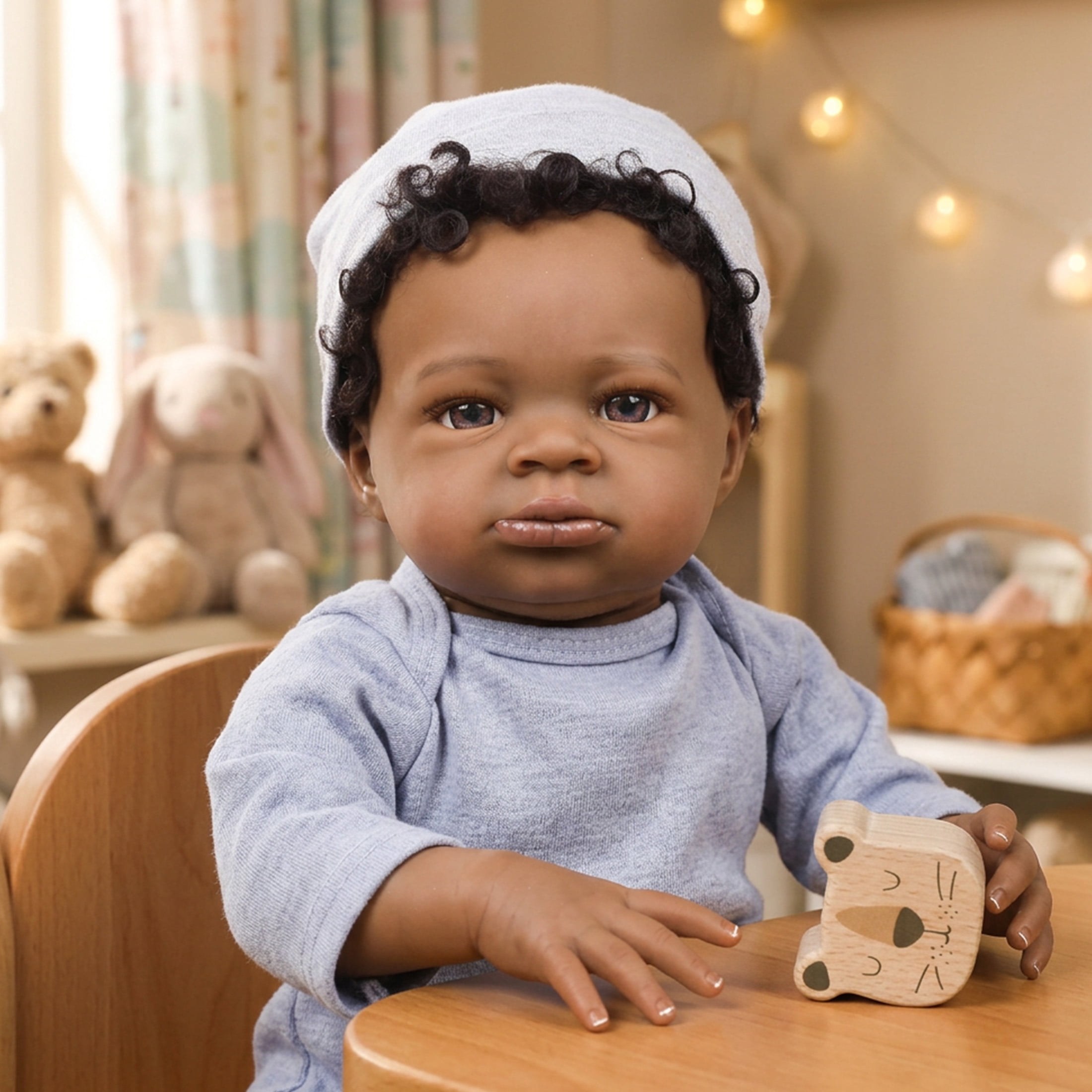 Realistic Reborn Baby Boy Doll, 20 Inch African American Newborn, Lifelike Soft Weighted Body, Hand-Painted Details, Ideal Christmas or Birthday Gift for Kids Age 3+