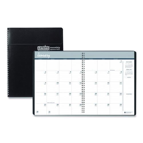 8.75 in. x 6.78 in. 14-Month (Dec 2025-Jan 2027) Recycled Ruled Monthly Planner - Black Cover