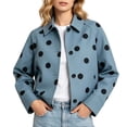 thumbnail image 2 of Lutiedan Women's Polka Dot Cropped Jacket Waterproof Button Front Collared Outerwear Casual Baggy Streetwear Jacket S-3XL, 2 of 8