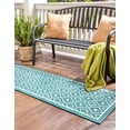 thumbnail image 3 of Rugs.com Outdoor Lattice Collection Rug – 6 Ft Runner Teal Flatweave Rug Perfect For Hallways, Entryways, 3 of 8