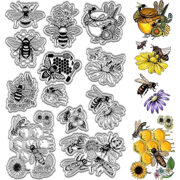 Honey Bee Clear Rubber Stamps Honeycomb Vintage Daisy Transparent Silicone Stamp Seals