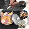 thumbnail image 4 of Yayeee Ashtray with Lid for Cigarette Smokeless Stainless Steel Home Ash Holder, Purple Retro Rainbow, 4 of 7