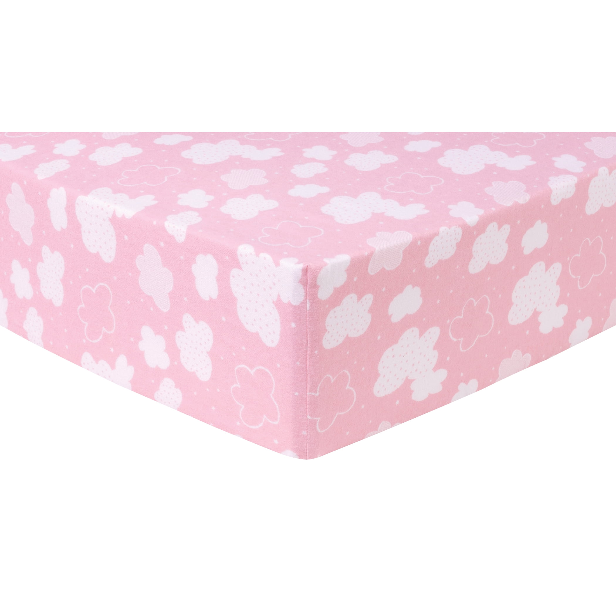 Pink Clouds Deluxe Flannel Fitted Crib Sheet - Walmart.com ...