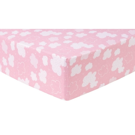 Pink Clouds Deluxe Flannel Fitted Crib Sheet Walmart Com