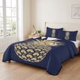 thumbnail image 2 of Full Quilt Set 78''x90'', Pineapple Lightweight Bedspread Coverlet Set with 2 Pillow Shams, Gold Yellow Navy Blue Tropical Fruit Summer Breathable All Season Quilt Bedding for Bedroom/Guest Room, 2 of 9