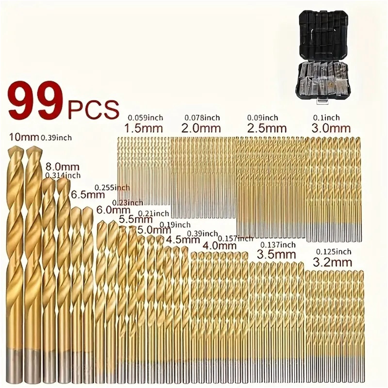 99Pcs Drill Bit Set High-Speed Steel Drill Bits For Steel Plate Wood Plastic Metal Copper Alloy Woodworking Hole Opener ,Safety and Durable