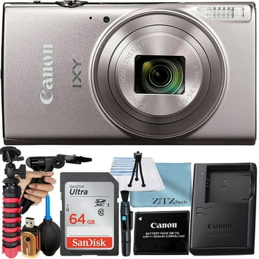 Canon PowerShot IXY 650 (ELPH 360) HS Digital Camera (Silver) with 12x Optical Zoom Lens   SanDisk 64GB Memory Card   Tripod   ZeeTech Basic Bundle (International Version)