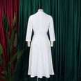 thumbnail image 5 of AURA Plus Size Spring Elegant Lapel High Waist A Line Maxi Dress Long Sleeve Puff Sleeve African Work Dress with Belt, 5 of 9