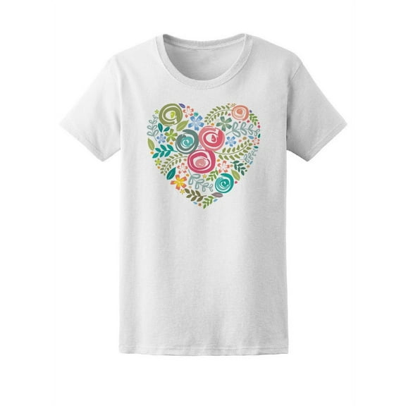 Flowers Doodle Heart T-Shirt Women -Image by Shutterstock, Female XX-Large