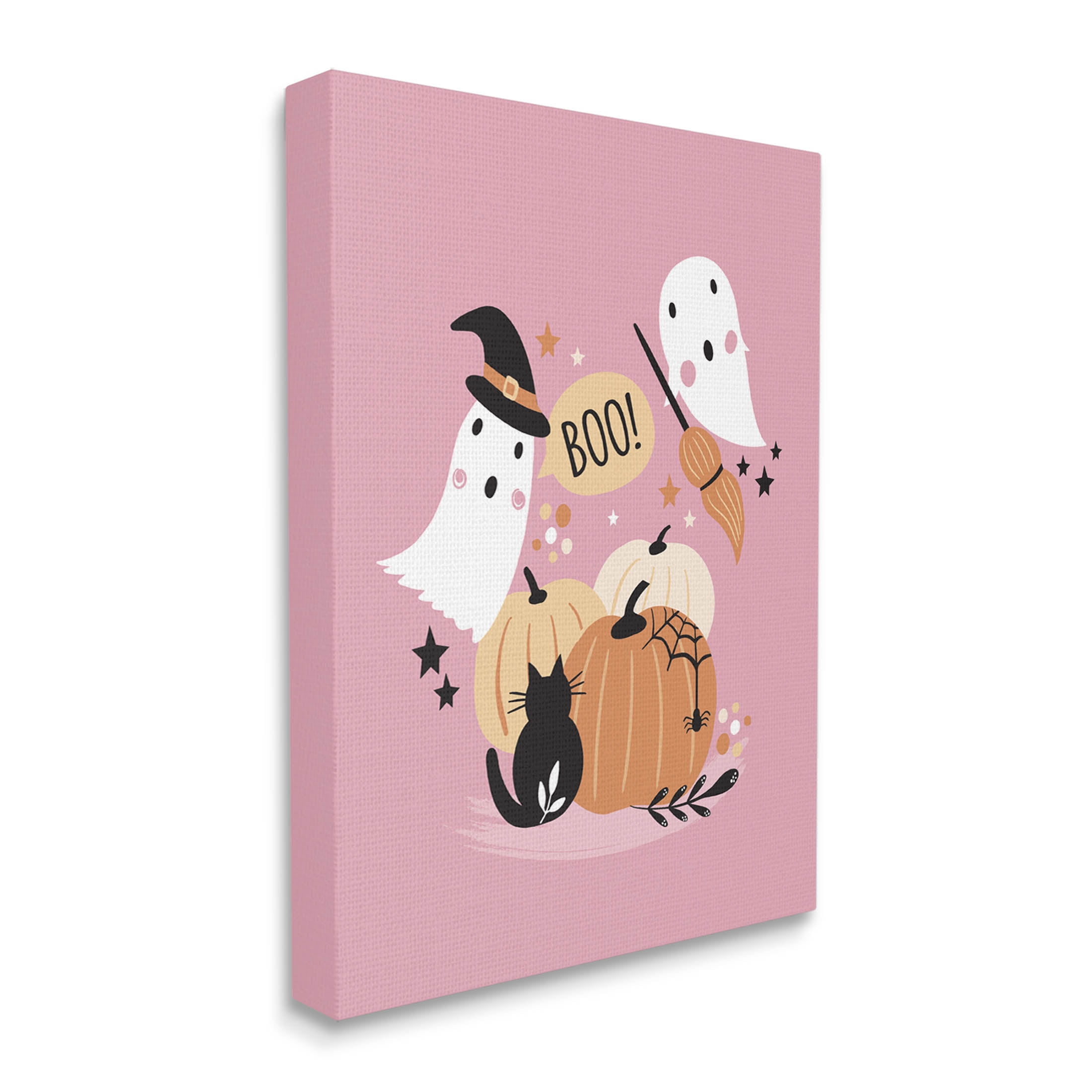 Pink Boo Halloween Ghosts Holiday Graphic Art Gallery Wrapped Canvas Print Wall Art