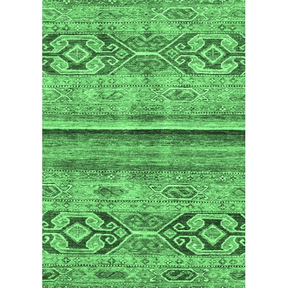 Ahgly Company Indoor Rectangle Abstract Emerald Green Modern Area Rugs, 2' x 4'