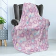 thumbnail image 4 of Pale Pink Soft Flannel Fleece Throw Blanket, Abstract Bubble Spheres with Color Details Modern and Vibrant, Cozy Plush for Indoor and Outdoor Use, 60" x 80", Blue Violet Pale Pink, by Ambesonne, 4 of 5