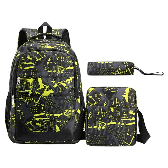 HongHeng Clearance Under $2.00 Backpack High School Backpack Three Sets of Leisure Large Capacity Outdoor Travel Backpack