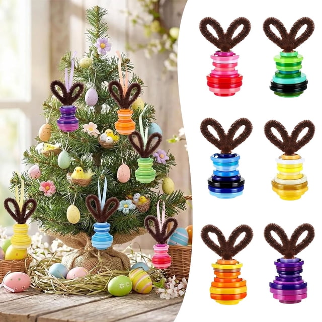 DIY Button Bunny Craft Kit - 6 Colorful Styles, Creative Art Project for Kids & Adults, 1 Set