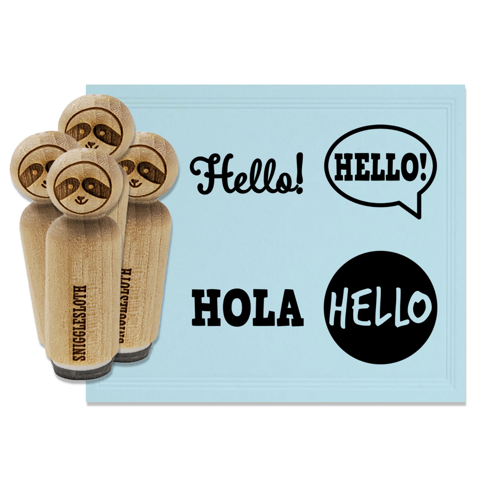 Hello Text Cursive English Hola Spanish Hi Greeting Rubber Stamp Set for  Scrapbooking Crafting Stamping - Large 1-1/4 Inch 