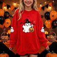 thumbnail image 3 of DJDLJWCJ Girls Halloween Fleece Sweatshirt Long Sleeve Crew Neck Oversized Graphic Pullover Kids Fall Casual Halloween Sweatshirts Red Size 9, 3 of 7