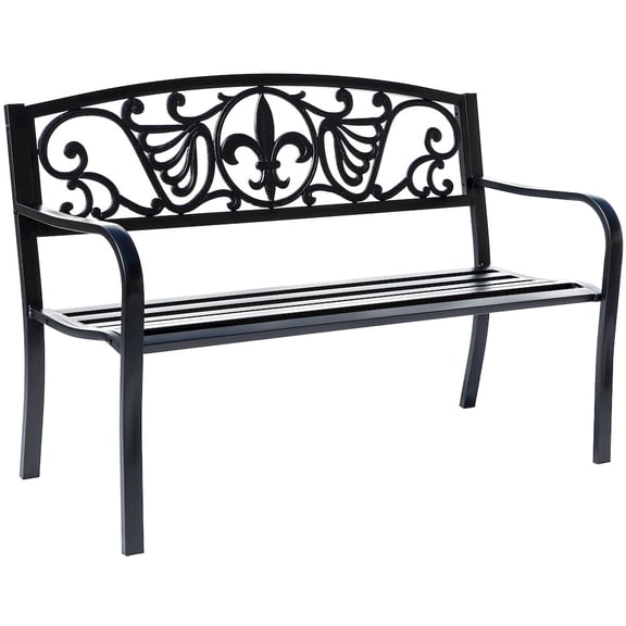 Hi-Line Gift Ltd. Sleek Black - Steel and Cast Iron Garden Bench in Timeless Black
