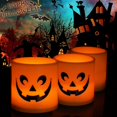 thumbnail image 1 of 6pcs LED Pumpkin Lantern Home Decor Halloween Creative Simulation Printing Smiley Electronic Candle Lantern, 1 of 4