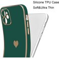 thumbnail image 3 of Compatible with iPhone 11 Case,Women Girsl Cute Love Heart Plating Design Protective Bumper with Camera Lens Cover Slim Shockproof Silicone Soft Phone Case for iPhone 11 Green, 3 of 7