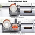 thumbnail image 3 of Escurridor de platos extensible de acero inoxidable gris Urackify, 3 of 9
