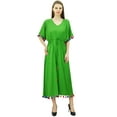 thumbnail image 2 of Bimba Women's Rayon Long Kaftan Dress With Pom Pom Designer Chic Maxi Caftan, 2 of 9