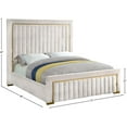 thumbnail image 5 of Maklaine Contemporary Solid Wood and Velvet Queen Bed in Cream, 5 of 6
